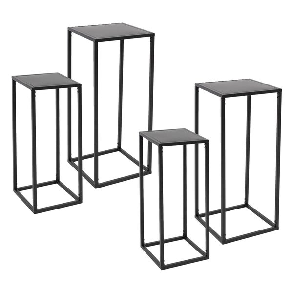 ML-Design Blumenständer im 4er Set, Schwarz, 20x60x20/30x70x30 cm, Moderne Blumentopfständer, Wetterfeste und robuste Pflanzenständer aus Metall, Blumentopfhalter 4-TLG, Blumenhocker Pflanztopf Deko