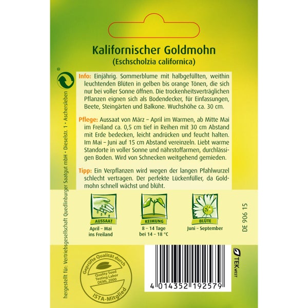Kalifornischer Gold-Mohn halbgefüllte Mischung Samen von Quedlinburger SAATGUT