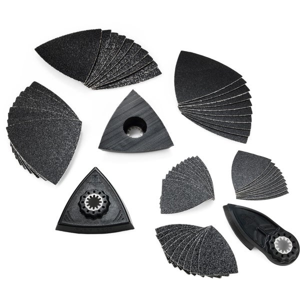 Deltaschleifpapier-Set mit Schleifblättern und Schleiftellern