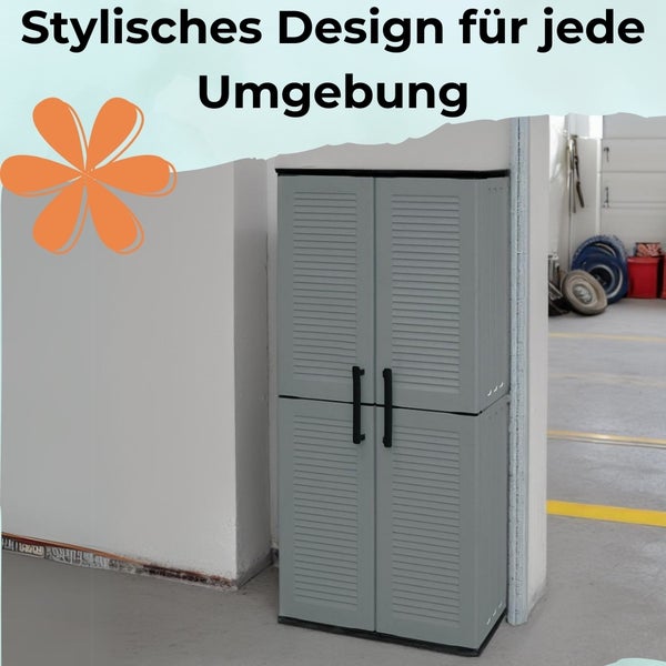 Besenschrank Gartenschrank Kunststoff Putzschrank Geräteschrank Wetterfest Balkonschrank Haushaltsschrank Werkstatt Putz Schrank