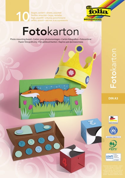 Folia Fotokartonblock, DIN A3 10 Bogen, farbig sortiert