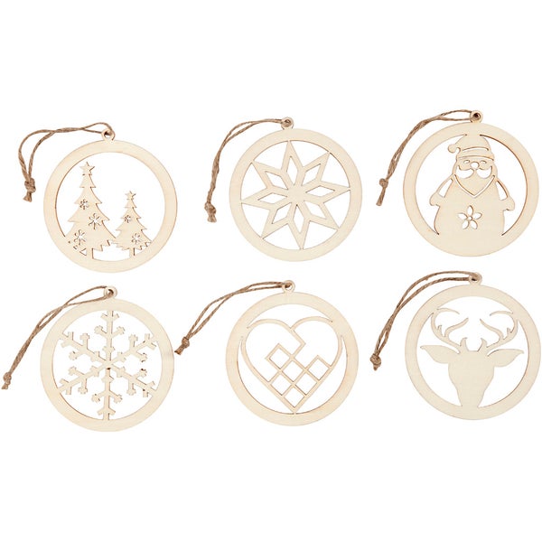 Creativ Company  Weihnachtsschmuck, D 8 cm, Dicke 0,3 cm, 6 Stk
