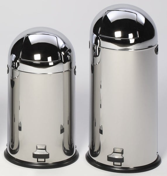 PROREGAL Klassischer Abfallsammler Mit Einwurfklappe Inneneinsatz 40 Liter HxBxT 73 x 46,5 x 46,5 cm Edelstahl Silber