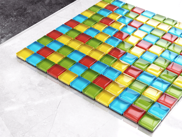 Glasmosaik auf Netz für Bad und Küche 30cm x 30cm  - Legoland