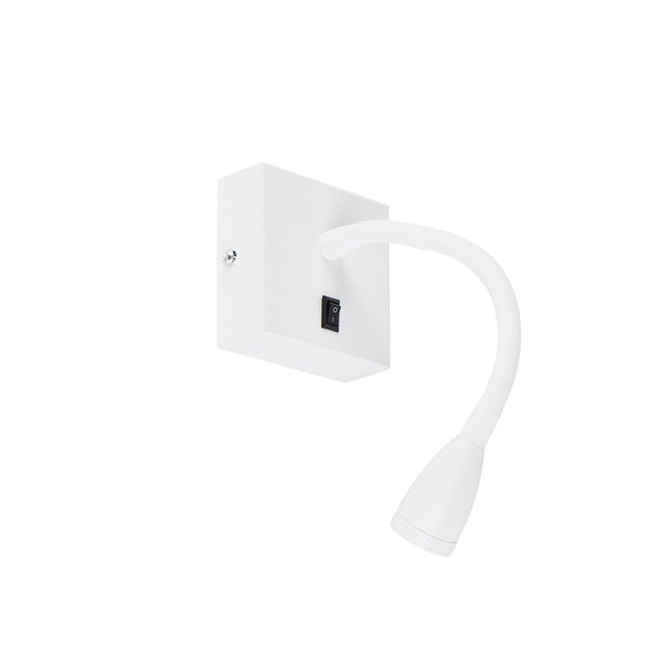 Weiße Wandleuchte mit flexiblem Arm und Schalter