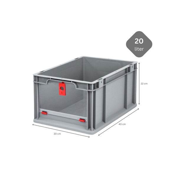 PROREGAL SuperSparSet 8x Eurobox NextGen Insight Cover HxBxT 22 x 30 x 40 20 Liter Hoch/Rot Eurobehälter Transportbox