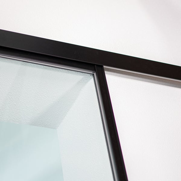 Schiebetür Glas Komplettset Tür Glasschiebetür gerahmt schwarz klarglas 1025x2200 Nischentür  -  ohne SoftClose