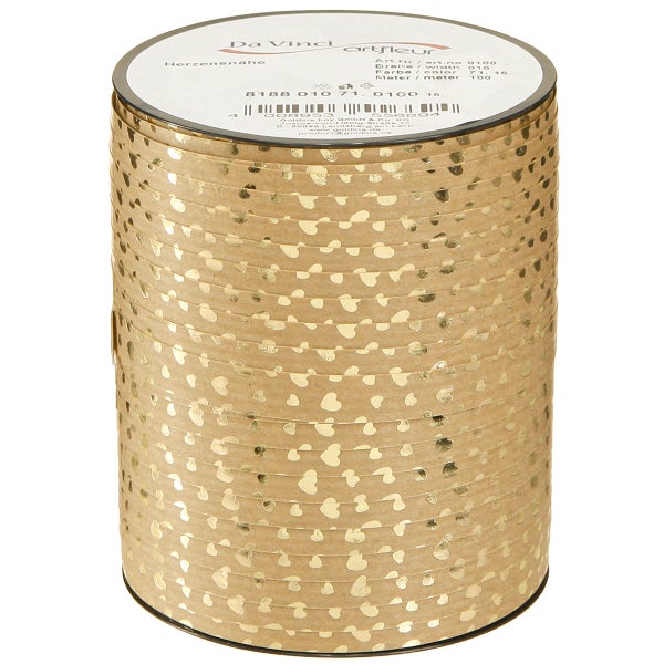 Dekoband mit goldenen Herzchen auf Rolle