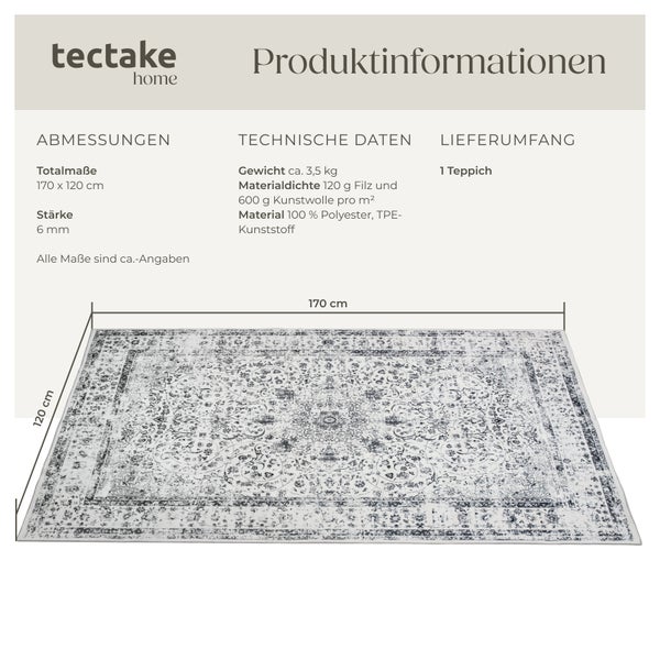 Vintage Designer Teppich tectake rutschfeste Unterseite verschiedene Größen 120 x 170 cm