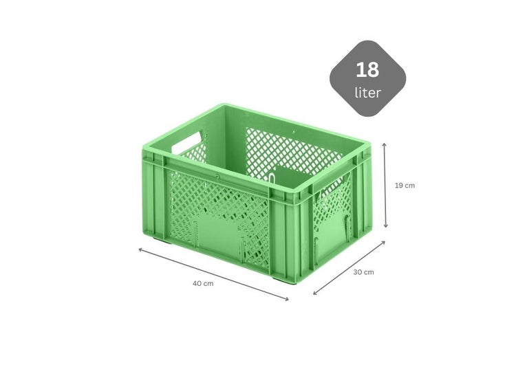 PROREGAL SparSet 5x Eurobehälter Obst- und Gemüsekasten HxBxT 19 x 30 x 40 cm 18 Liter Grün Obst-Gemüsekiste Obstkorb Transportbox