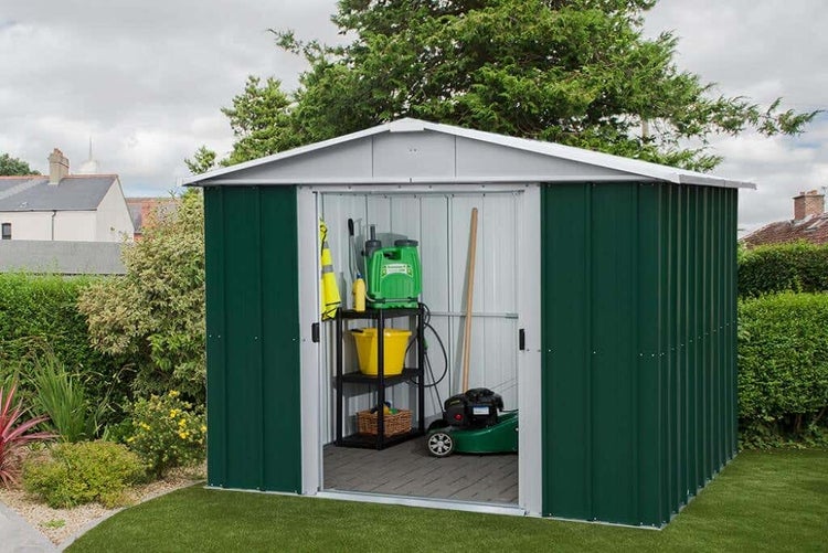 Yardmaster International YARDMASTER Gerätehaus Bayern 202x137 Gerätehaus aus Metall in Grün, Geräteschrank mit 0,3 mm Wandstärke Gartenhaus 2x1,4m