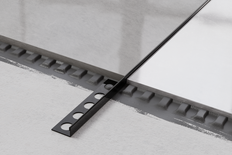 Edelstahl J Eckprofil für Fliesen 1.2cm x 244cm - Glänzendes Schwarz