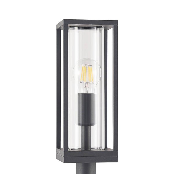 Lindby Außenleuchte Giavanna (spritzwassergeschützt (Modern) in Schwarz aus Aluminium (1 flammig, E27) - Wegeleuchte Pollerleuchte Wegelampe Sockelleuchte