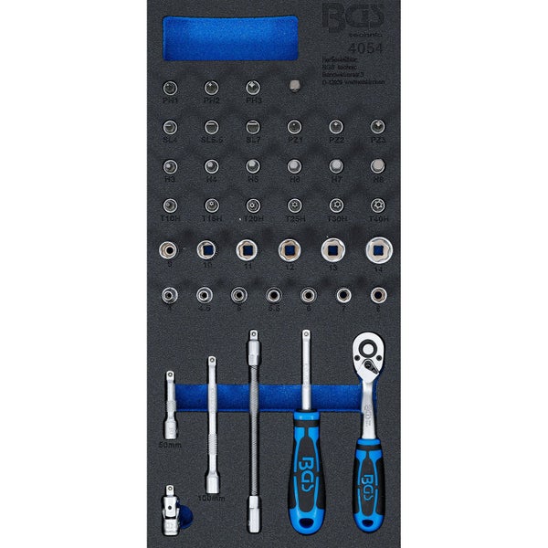 BGS Werkstattwageneinlage 1/3: Steckschlüssel-Satz 6,3 mm (1/4) 41tlg. - 4054
