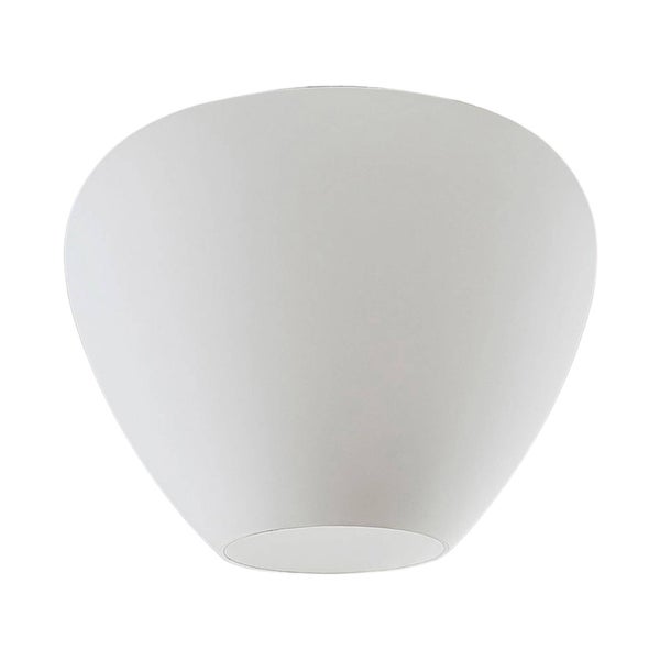 Lampenschirm aus mattem Glas in weißer, abgerundeter Form.