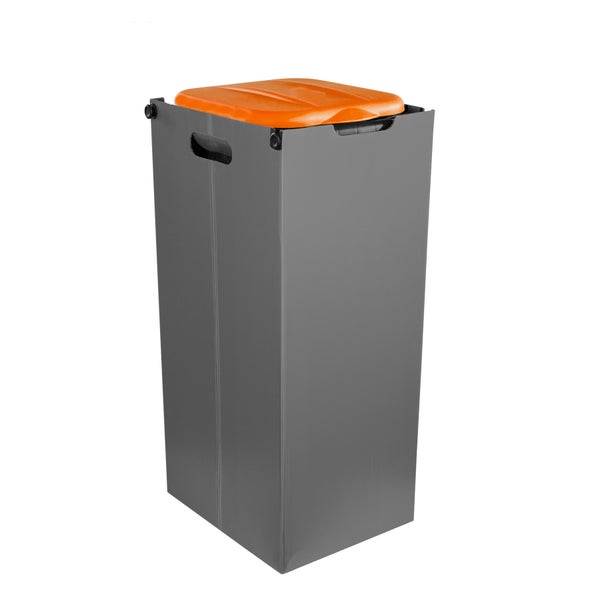 BigDean Müllsackständer SichtFix Orange mit Sichtschutz - 80L - Müllsackhalter Bauset für Gelben Sack - Mülleimer Müllbeutelständer Müllbeutelhalter