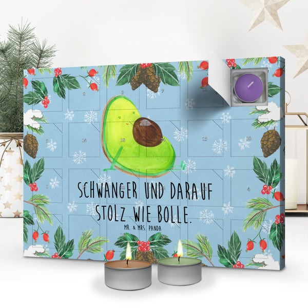 Mr. & Mrs. Panda Duftkerzen Adventskalender Avocado Schwangerschaft - Blau Pastell