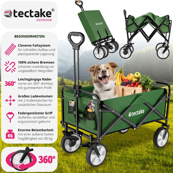 Bollerwagen tectake Leon faltbar inklusive Tragetasche, Belastbarkeit 80 kg