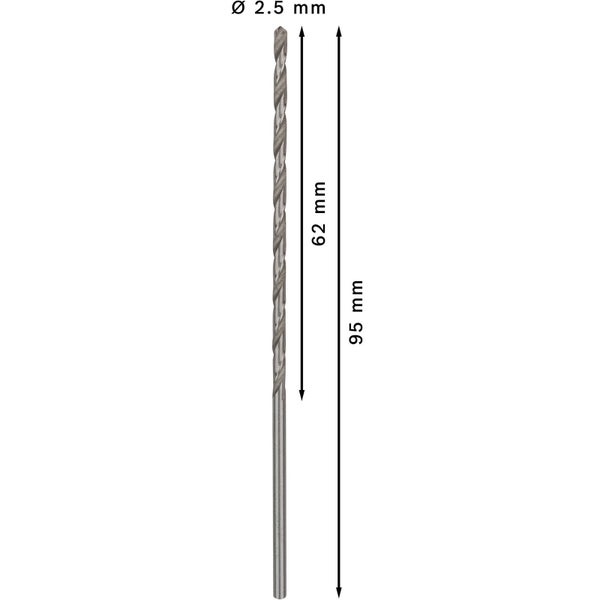 Metallbohrer mit Durchmesser 2.5 mm und Länge 95 mm