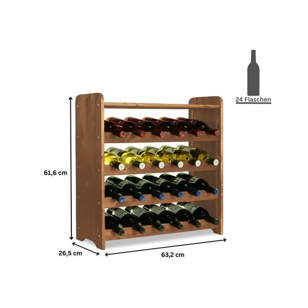 PROREGAL Weinregal Pinotwine C HxBxT 61,6 x 63,2 x 26,5 cm 24 Flaschen Massives Kiefernholz Braun Geölt