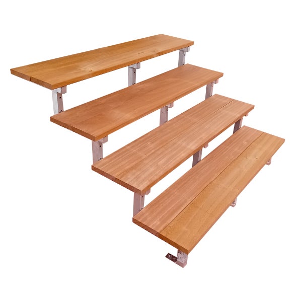 BALI Gartentreppe, Außentreppe, Terrassentreppe  Stahl H71cm - 4 Bankirai Hartholz Stufen B120cm