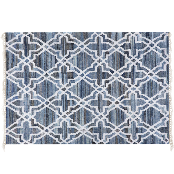 Teppich ADIYAMAN Blau 140 x 200 cm Baumwolle
