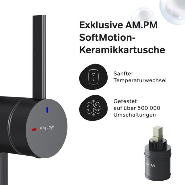 AM.PM Waschtischarmatur mit SoftMotion Keramikkartusche für sanften Temperaturwechsel und getestet auf über 500000 Umschaltungen