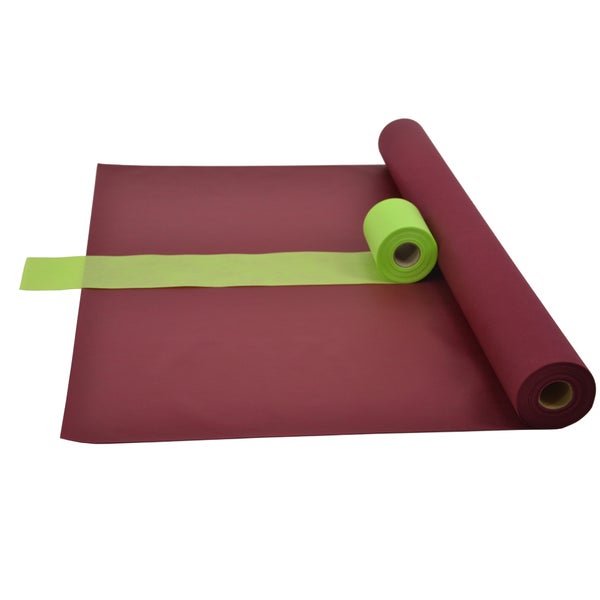 Sensalux Kombi-Set 1 Tischdeckenrolle 1m x 25m bordeaux + Tischläufer 15cm apfelgrün