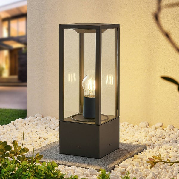 Lindby Außenleuchte Peldar (spritzwassergeschützt (Modern) in Schwarz aus Aluminium (1 flammig, E27) - Wegeleuchte Pollerleuchte Wegelampe Sockelleuchte