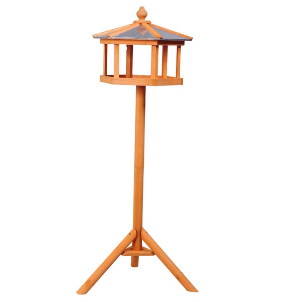PawHut Vogelhaus Vogelvilla Futterhaus Vogelhäuschen mit Ständer und Zinkdach 113x40x40 cm