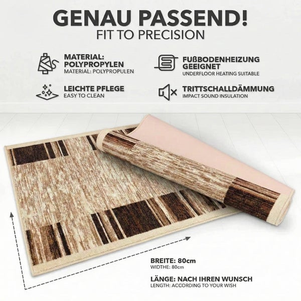 Teppich aus Polypropylen mit geometrischem Muster, geeignet für Fussbodenheizung und Trittschalldämmung
