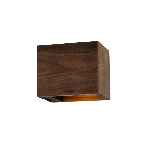 Wandleuchte aus Holz in quadratischer Form mit indirekter Lichtausstrahlung