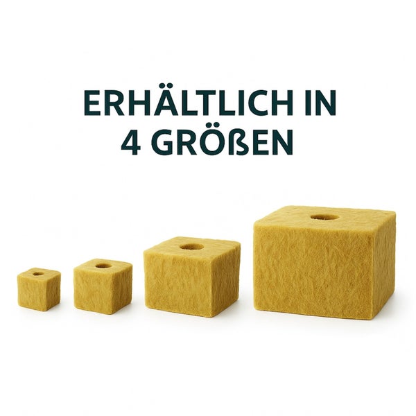 Steinwollwürfel in vier Größen erhältlich
