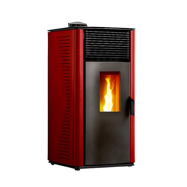 Pelletofen mit Flamme in Betrieb