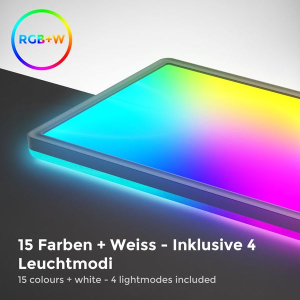 LED Panel 58x20 cm - 22W, 3000lm, dimmbar, Fernbedienung, RGBW, schwarz