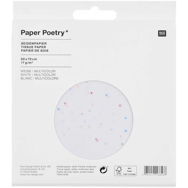 Seidenpapier, weiß, Punkte multicolor, FSC MIX