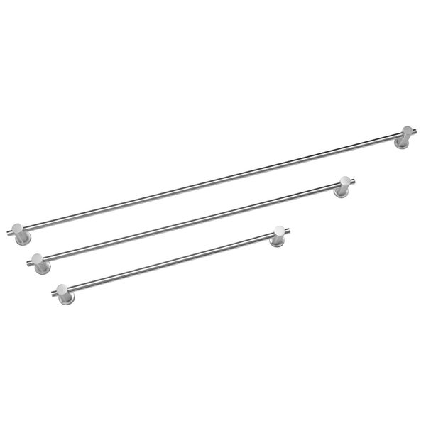 Drei moderne Handtuchhalter aus Metall in verschiedenen Laengen zur Wandmontage.