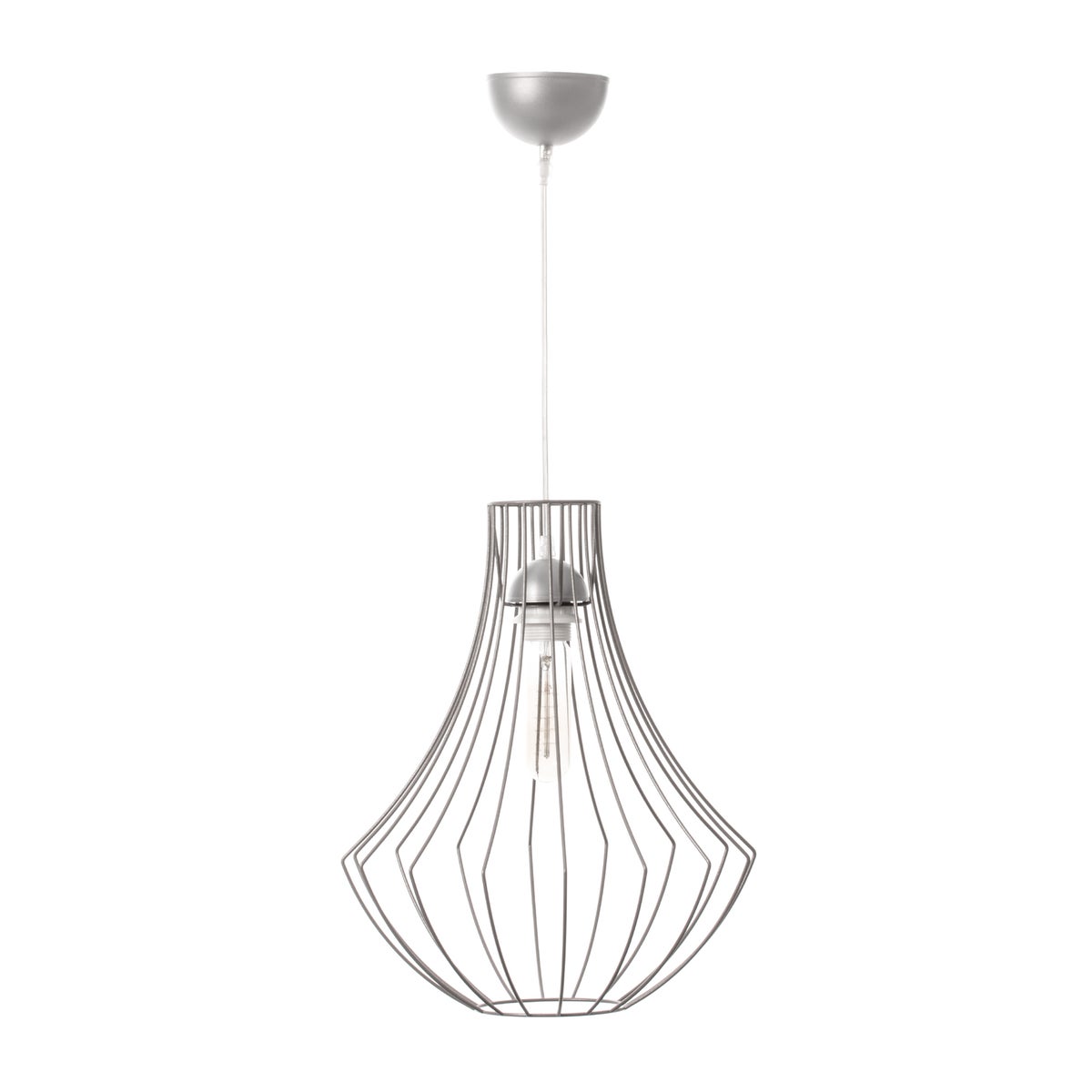 Industrielle Gitterpendelleuchte in Silber, Käfiglampe Hängelampe im Loft Stil | Wohnzimmer Esszimmer Leuchte