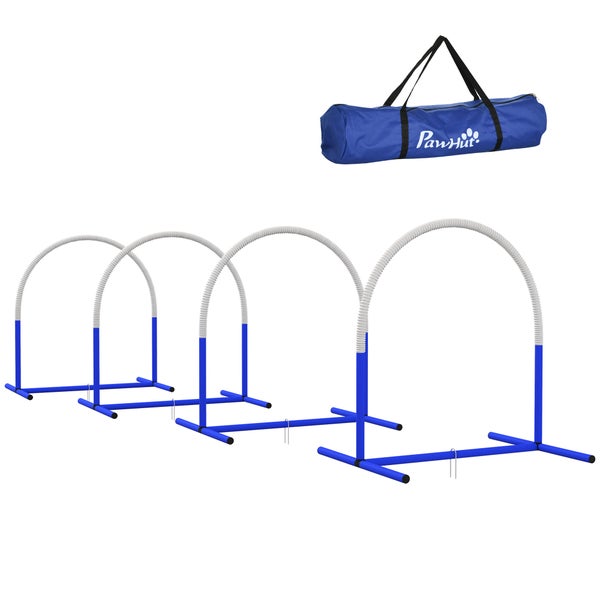 PawHut Hund Agility Set, 88L x 64B x 95H cm, PE, ABS, Blau+Weiß