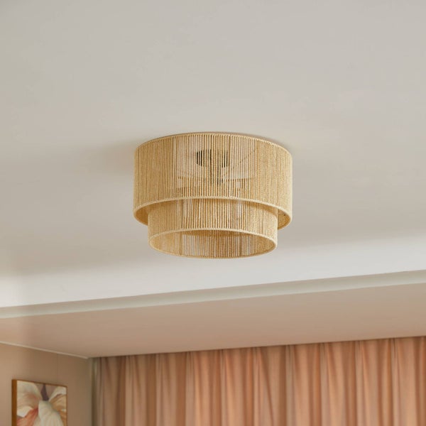 Lindby Deckenlampe Anuva (Landhaus, Vintage Rustikal) aus Papier (1 flammig E27) - Deckenleuchte Lampe Wohnzimmerleuchte