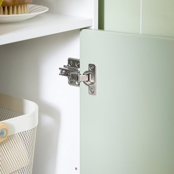 Detailansicht eines Schranks mit Scharnierbefestigung