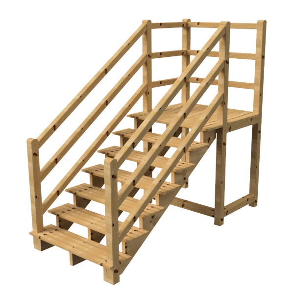 Holztreppe mit Geländer