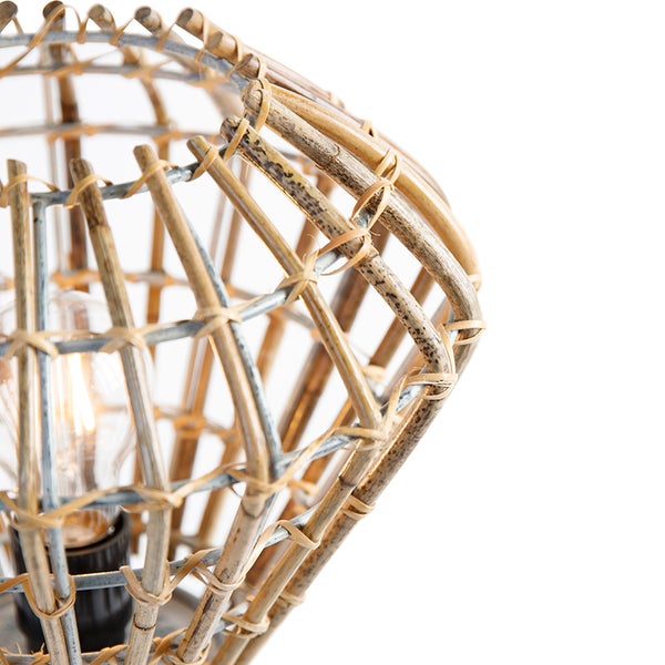 Ländliches Tischlampen-Stativ Bambus mit Weiß - Canna Diamond