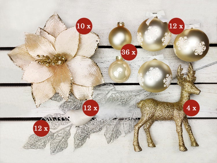 Geschmückter künstlicher weihnachtsbaum mit 120 Stk Kugeln SOFT TONES 270 cm mit Metallständer