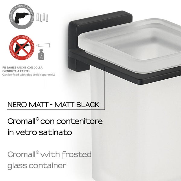 Quadratischer Zahnputzbecher aus Mattglas | Atene