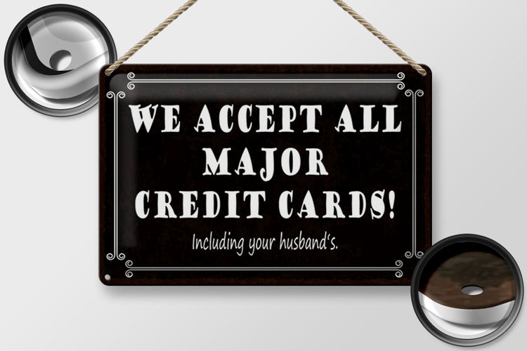 Blechschild Spruch 30x20cm we accept all major credit cards