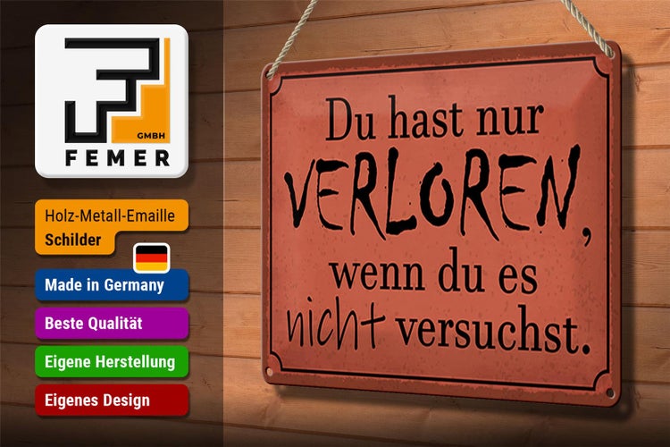 Blechschild Spruch 30x20cm Du hast nur verloren wenn du es