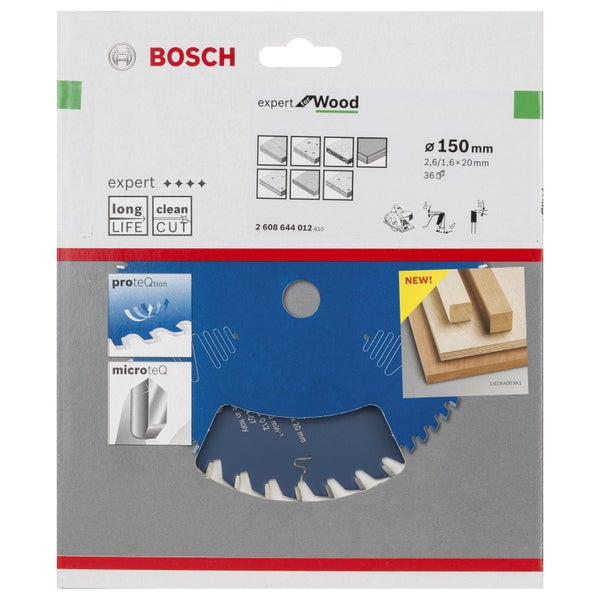 Bosch Kreissägeblatt Expert for Wood für Handkreissägen 150 x 20 x 2,6 mm 36 - 2608644012