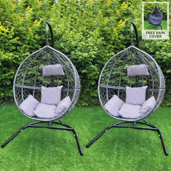 2 Polyrattan Hängesessel Schwarz