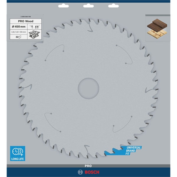 Bosch PRO Wood Kreissägeblatt 450 x 3,8 x 30 mm - 2608640704